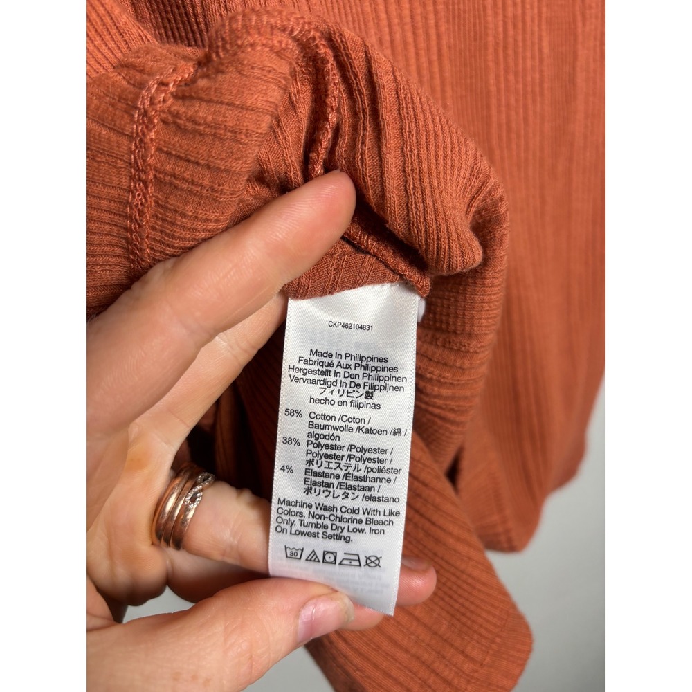 Madewell Ribbed Button Front Cardigan & Tank Set Rust Orange Small - Picture 5 of 6